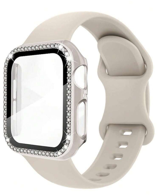 SILICONE WATCHBAND + RHINESTONE COVER